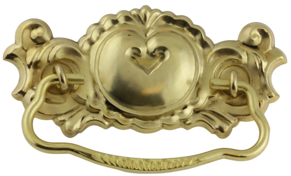 (5 Pack) 3 inch Stamped Bail Pull with Center Heart Design Solid Brass