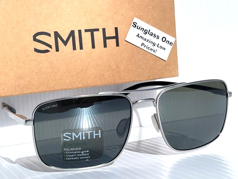 Smith Optics OUTCOME Matte Silver Carbonic POLARIZED Platinum Mirror Sunglass