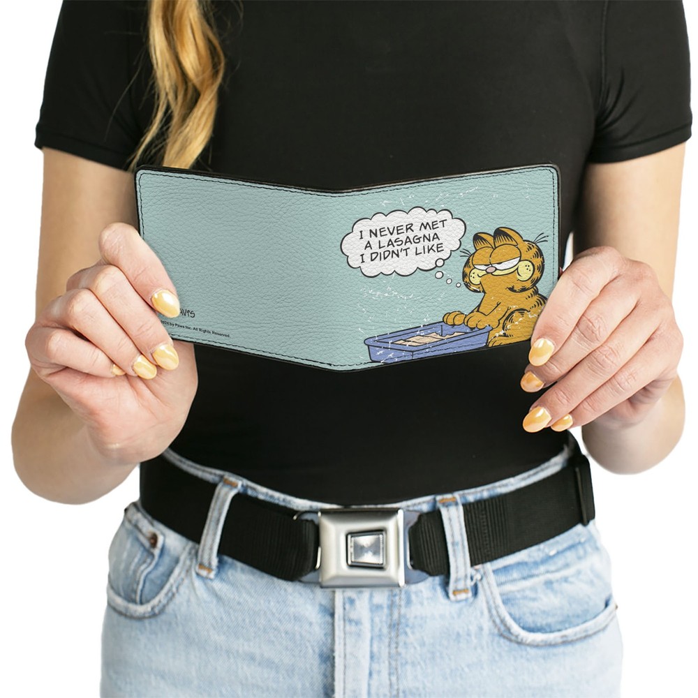 Bi-Fold Wallet Garfield NEVER MET A LASAGNA Pose Light Blue