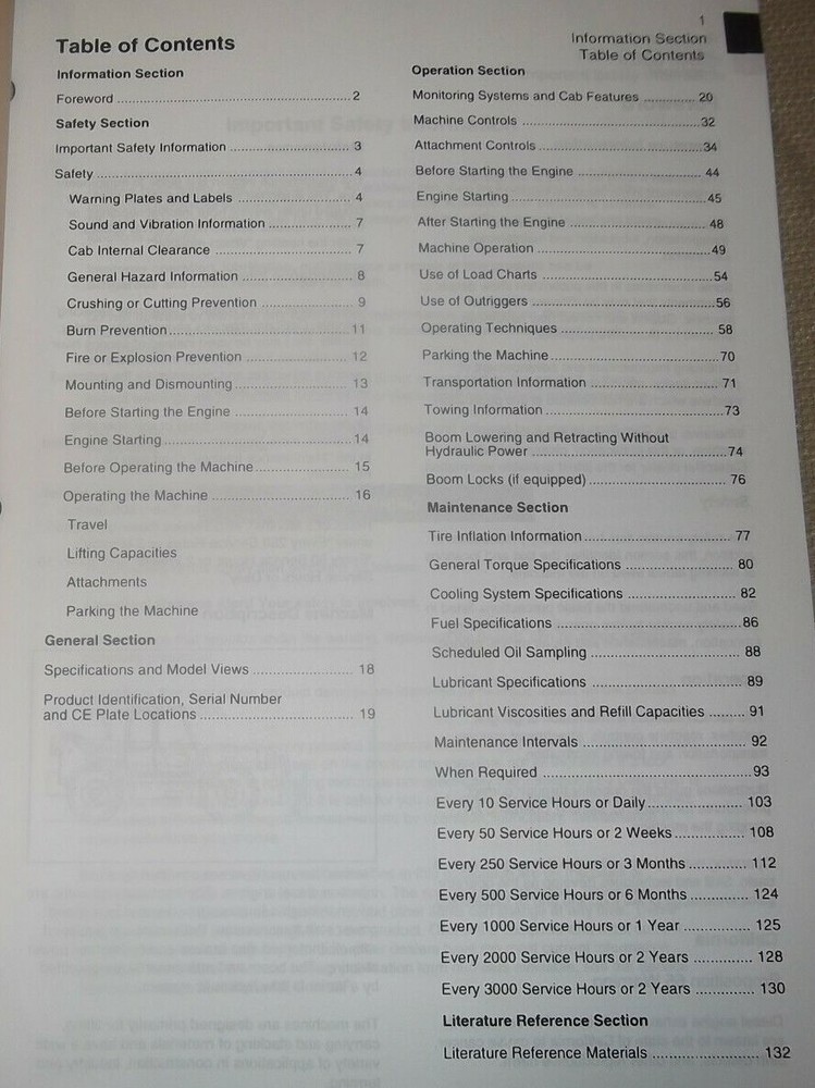 CAT CATERPILLAR TH62 TH63 TH82 TH83 TELEHANDLER OPERATION & MAINTENANCE MANUAL