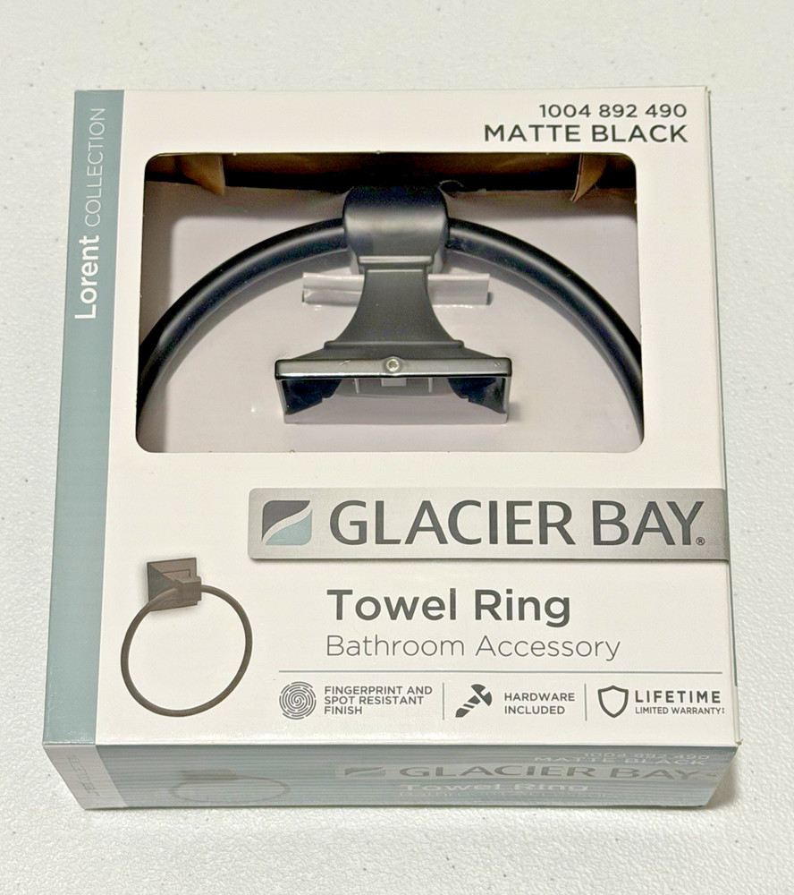 Glacier Bay Towel Ring Bathroom Accessory Matte Black