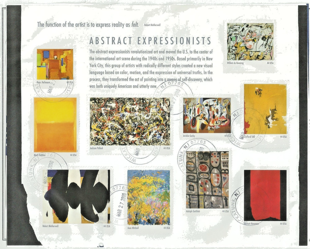 US Stamps: 2010 Abstract Expressionists. Used Sheet. On  Paper.