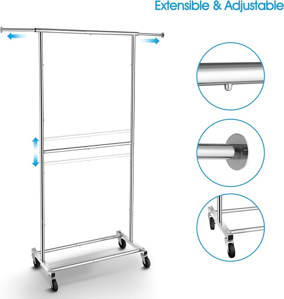 Perchero De Ropa Con Ruedas Ajustable Percha Independiente Para Prendas NUEVO US