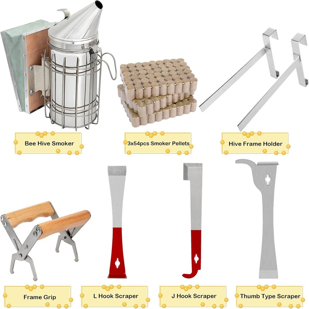 Beekeeping Supplies, 30 PCS Bee Keeping Starter Kit, Beekeeping Tools and Sup...