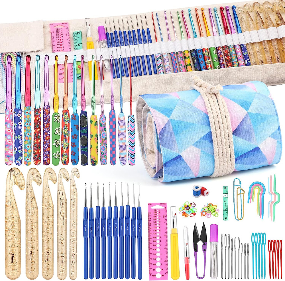 116PCS Crochet Hooks Set Ergonomic Kit with Case DIY Tools for Beginners