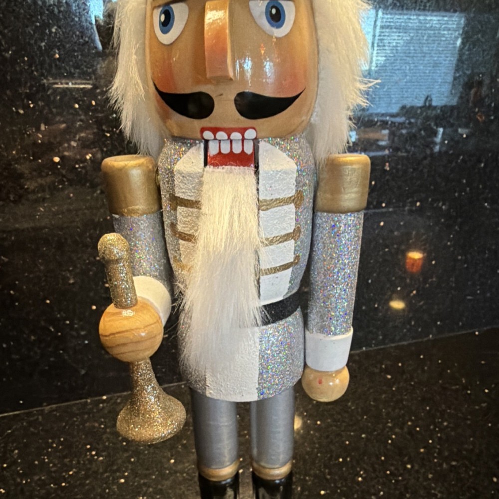 Threshold Christmas Nutcracker Silver Glitter Wood 2015