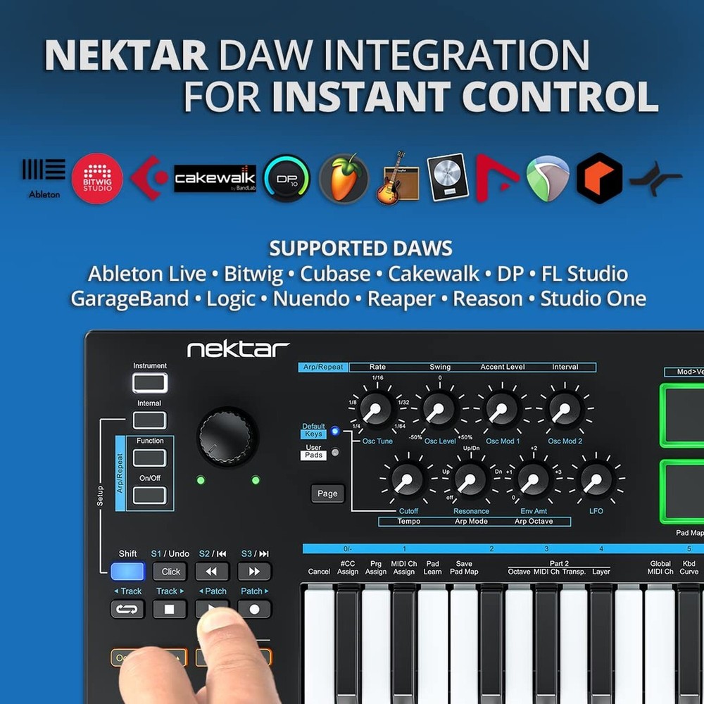 Nektar Impact LX Mini - USB MIDI Controller Keyboard with Nektar DAW Integrat...