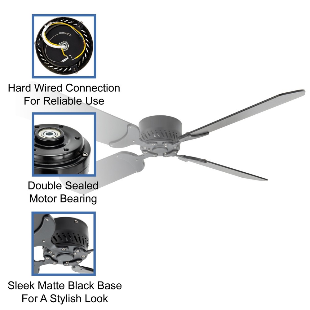 RecPro RV 12V Ceiling Fan | 4-Blade | 4-Speed | Near Silent Operation