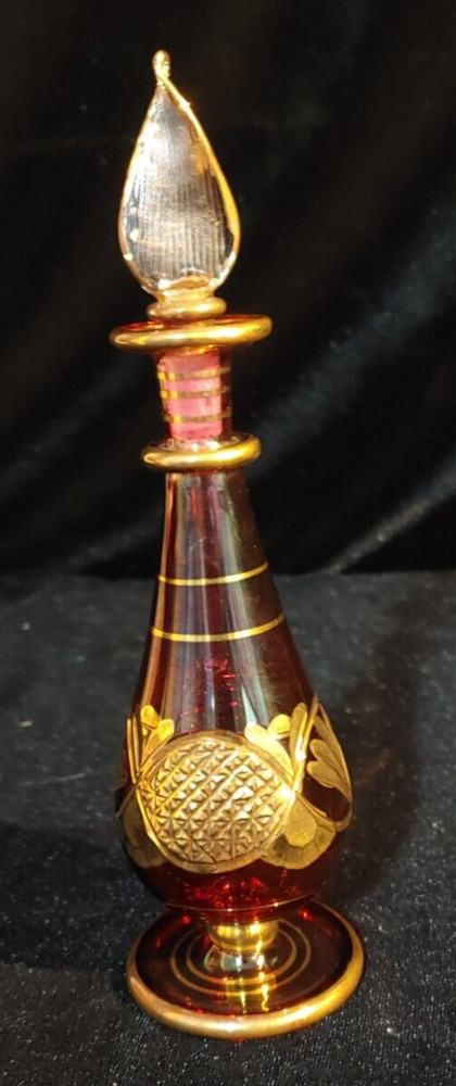 Egyptian Mouth Blown Perfume Bottle - Red