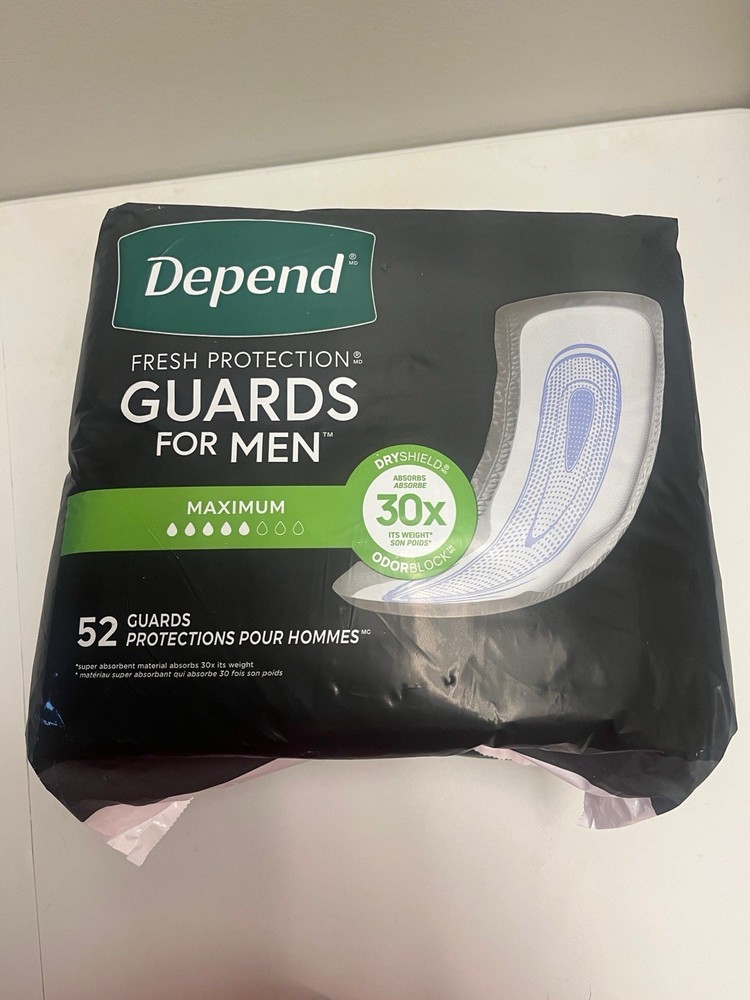Depend Guards Incontinence Pads for Men, Max.  Absorbency, 52 Ct