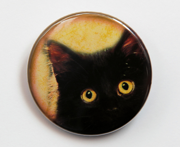 CUTE BLACK CAT - Button Pinback Badge 1.5"
