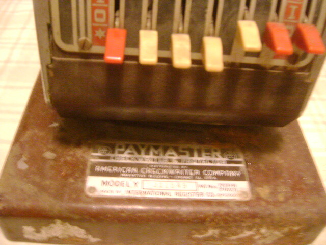 PAYMASTER CHECK WRITER and PROTECTOR MODEL Y