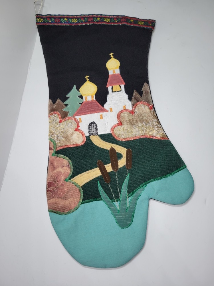Handmade Quilted Oven Mitt Pot Holder Cottagecore Russian