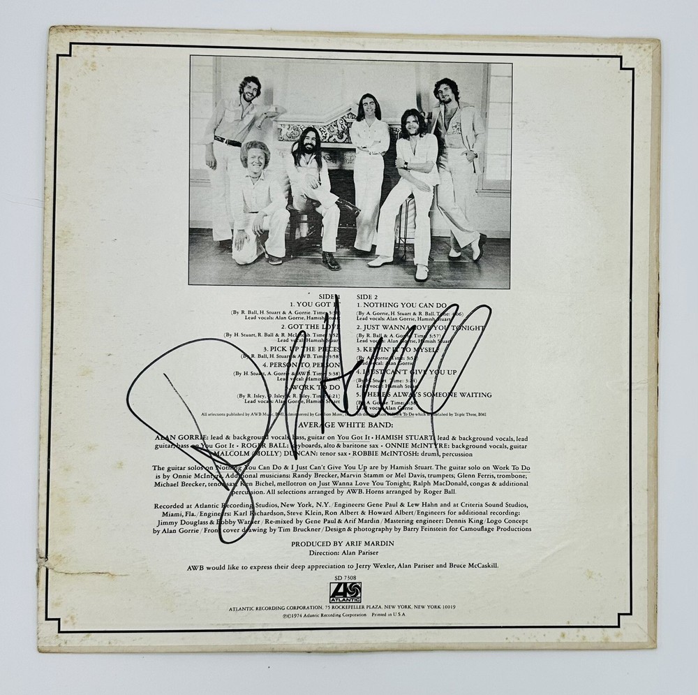 Average White Band Signed AWB Vinyl LP Record Autographed Daryl Hall