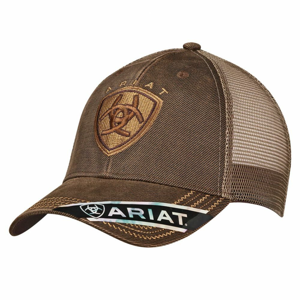 Ariat Mens Oilskin Shield Logo Mesh Back Ajustable Cap Hat