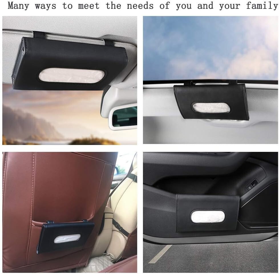 Leather Tissue Holder, Mask Holder, Rectangular Sun Visor Napkin