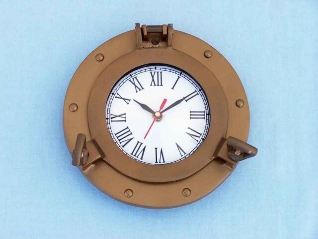 Antique Brass Decorative Ship Porthole Clock 12"