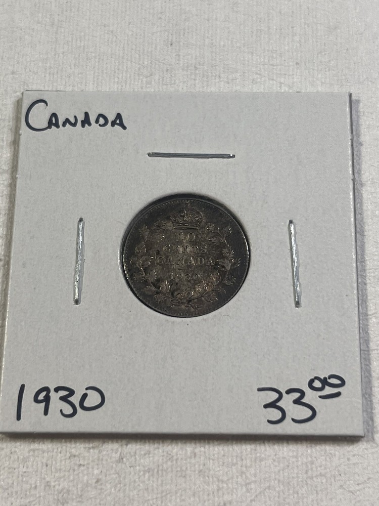 1930 Canada 10 Cents Silver Coin