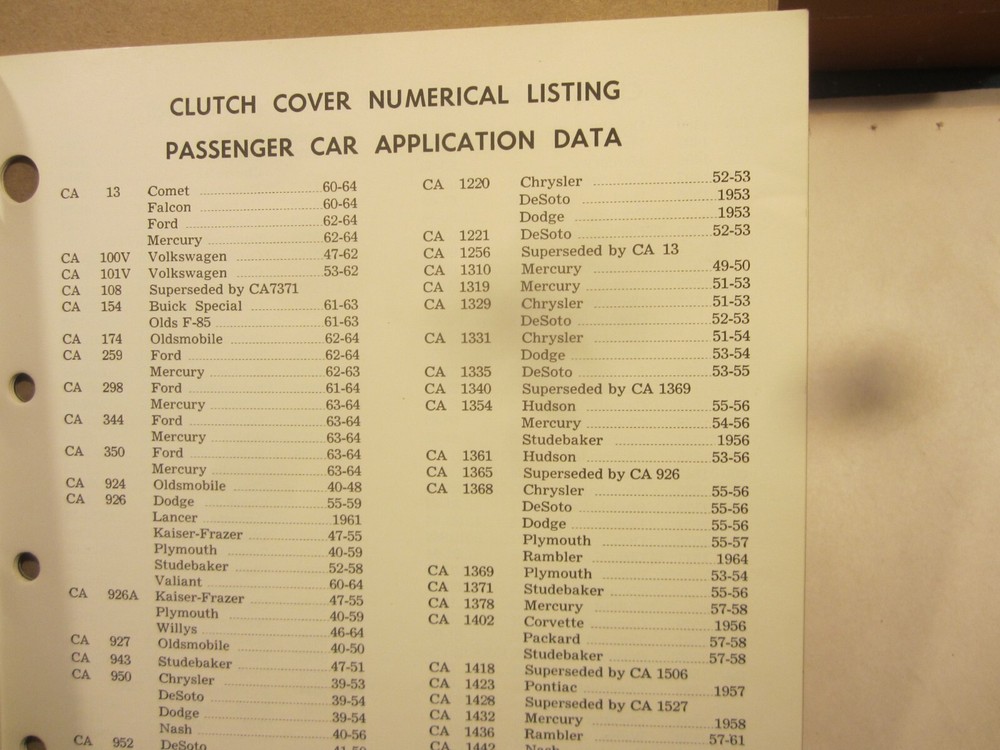 1964 Champion rebuilt clutch catalog