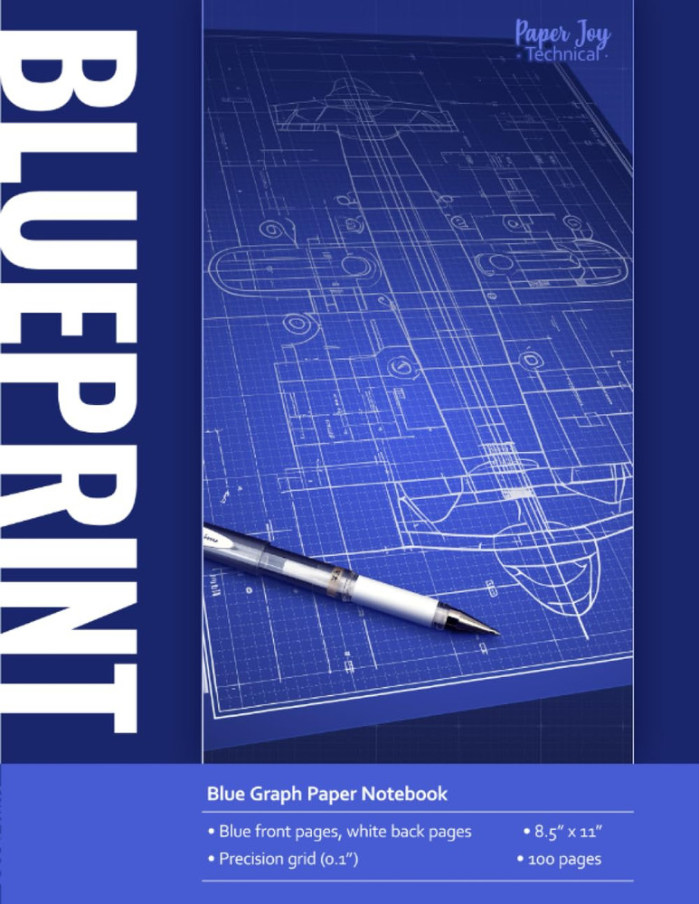 Blueprint: Blue Graph Paper Notebook: For Architectural Sketches, Technical Draw
