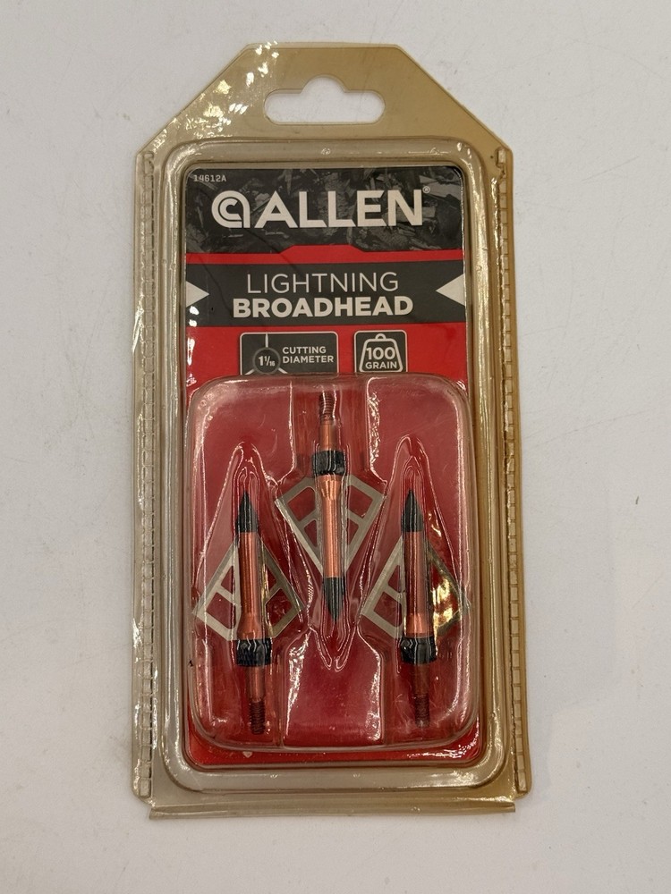 ALLEN LIGHTNING BROADHEAD 100-GRAIN 1-1/16" CUTTING DIAMETER 3 PACK NEW