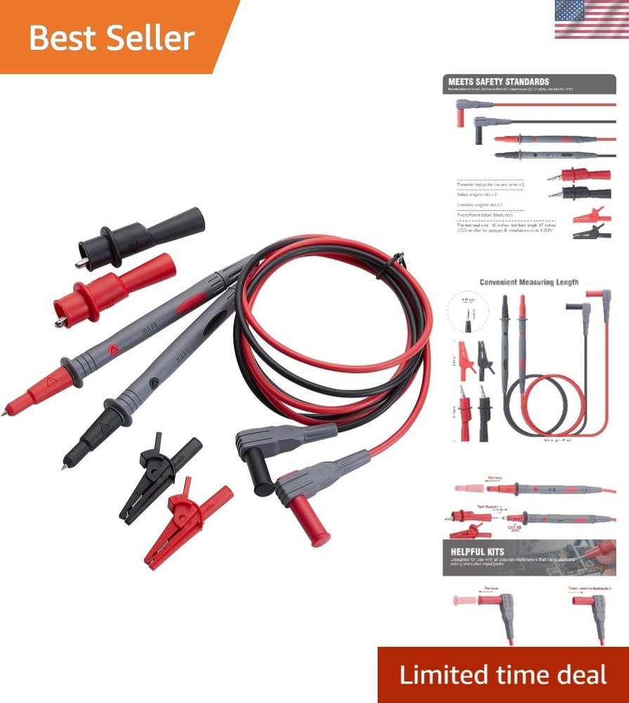 40-Inch Silicone  Leads & Safety Alligator Clips for Accurate Meter Testing