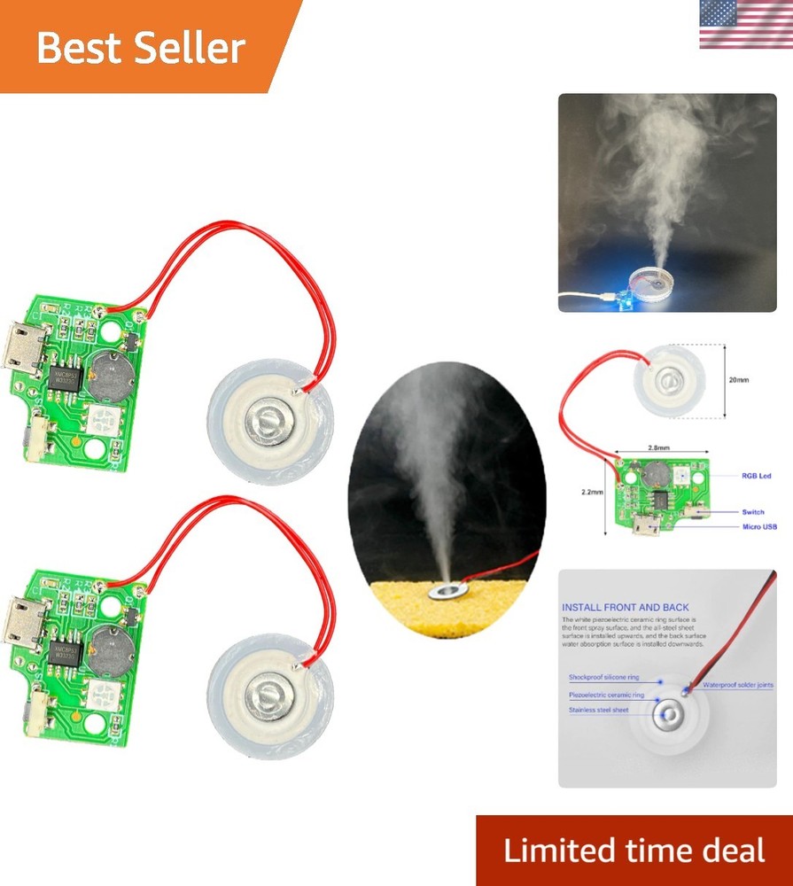 2 Pack Ultrasonic Mist Maker Discs - 5V DIY Humidifier Modules for Aromatherapy