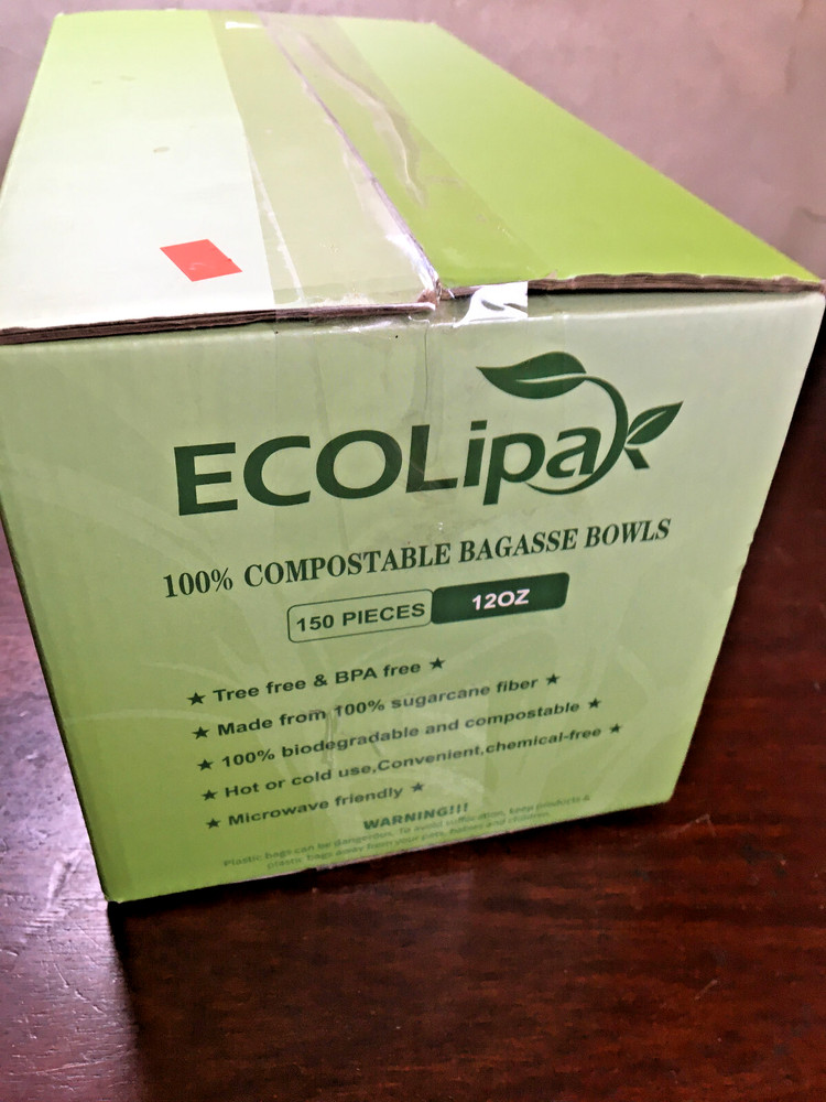 ECOlipa, 150, 12 oz Compostable Bowls, New Box