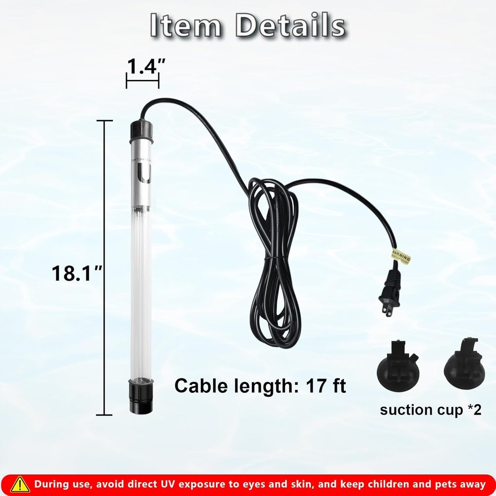 55W Pond UV Light for Aquarium, Koi Pond, Pool – Algae Control Clarifier