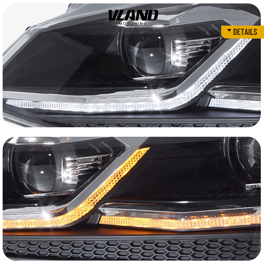 VLAND For 2015-2017 Golf 7 MK7&GTI LED Headlights+Red LED Tail Lights Sequential