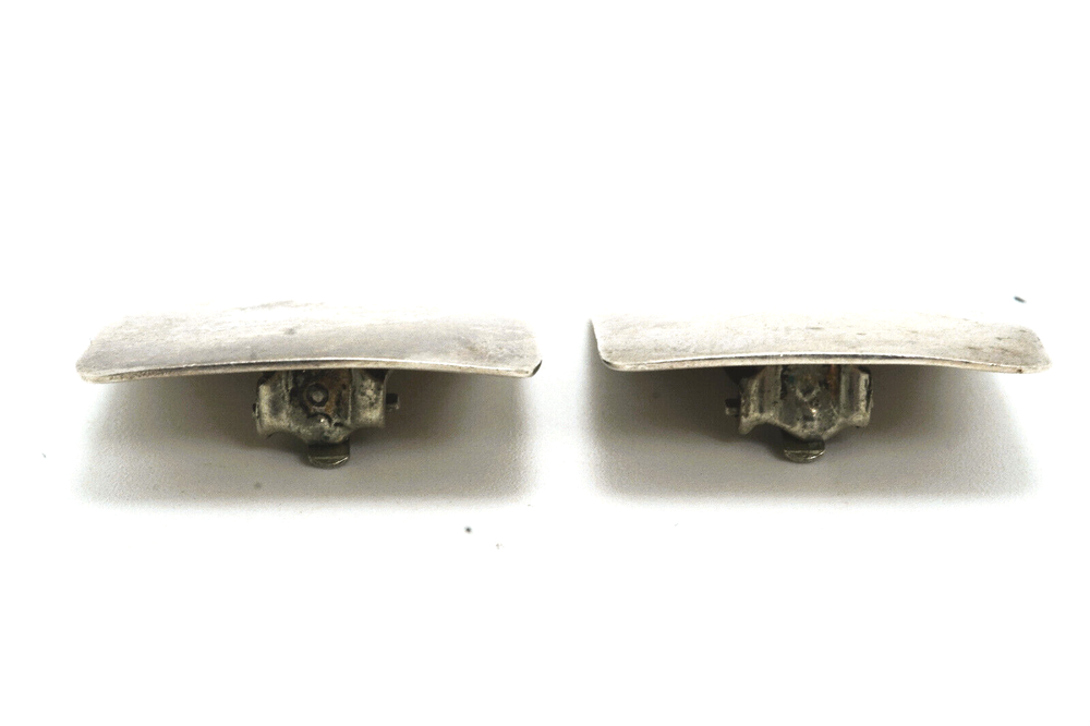 Vintage Taxco Mexico Sterling Silver Rectangular Clip On Earrings Signed MLV