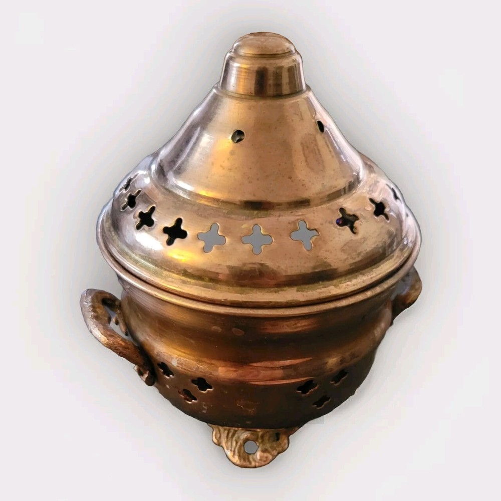 Vintage Copper And Brass Temple Censer, 5"