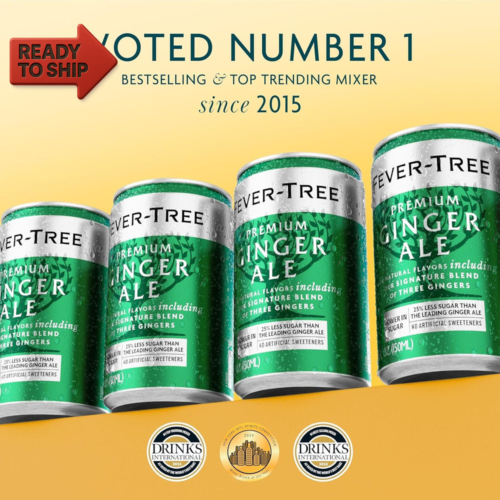 Fever Tree Ginger Ale - Premium Quality Mixer - Refreshing Beverage for Cocktai
