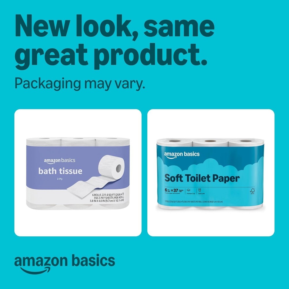 2-Ply Soft Bath Tissue - 6 Rolls 350 Sheets Septic Safe (Equals 37 Regular Rolls