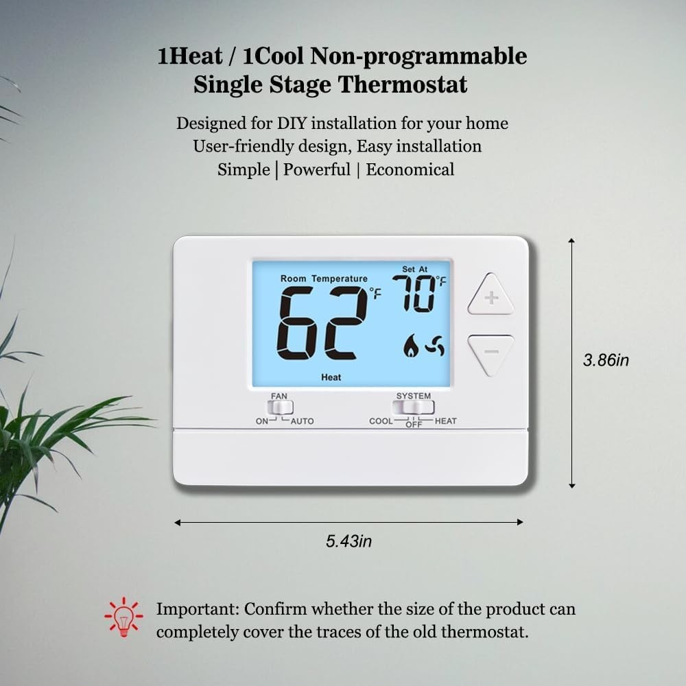 Digital Non-Programmable Thermostat for Efficient Single-Stage Climate Control