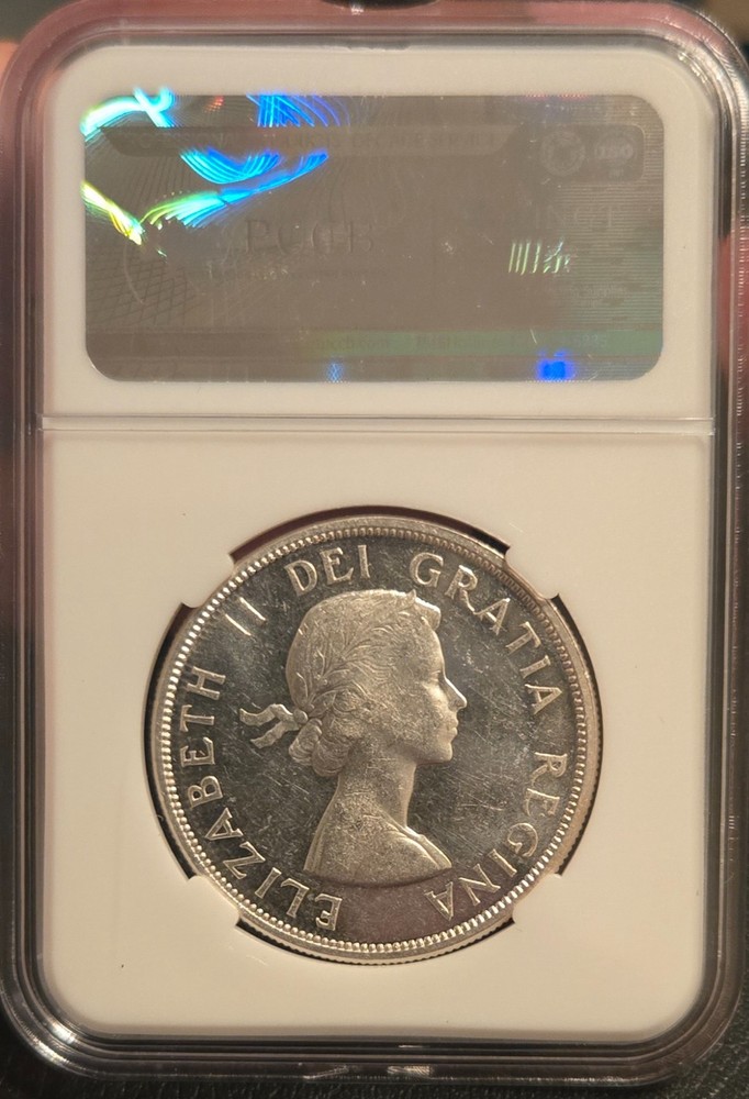 1963 Canada Silver (.800) Dollar • AU-50 • Nice Luster • CUSTOM SLAB