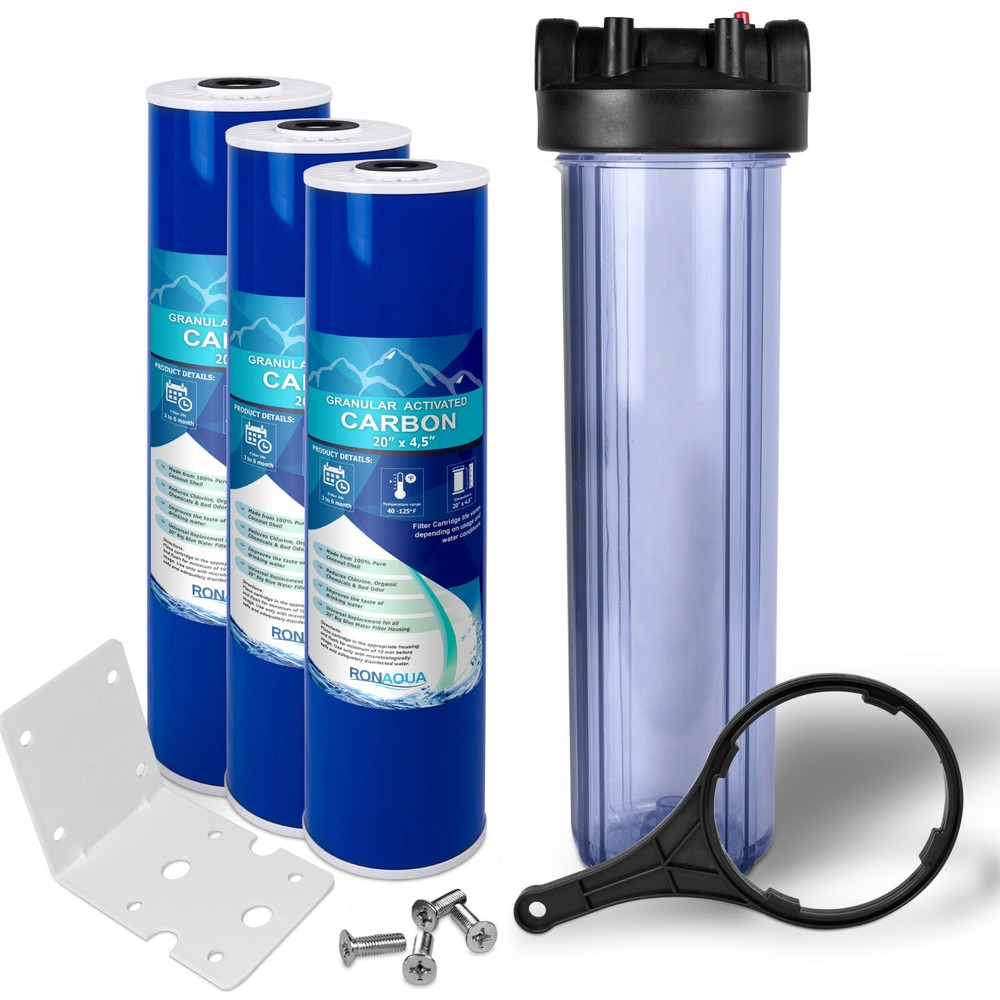 High Capacity Transparent Whole House Water Filter System & Granular Carbon