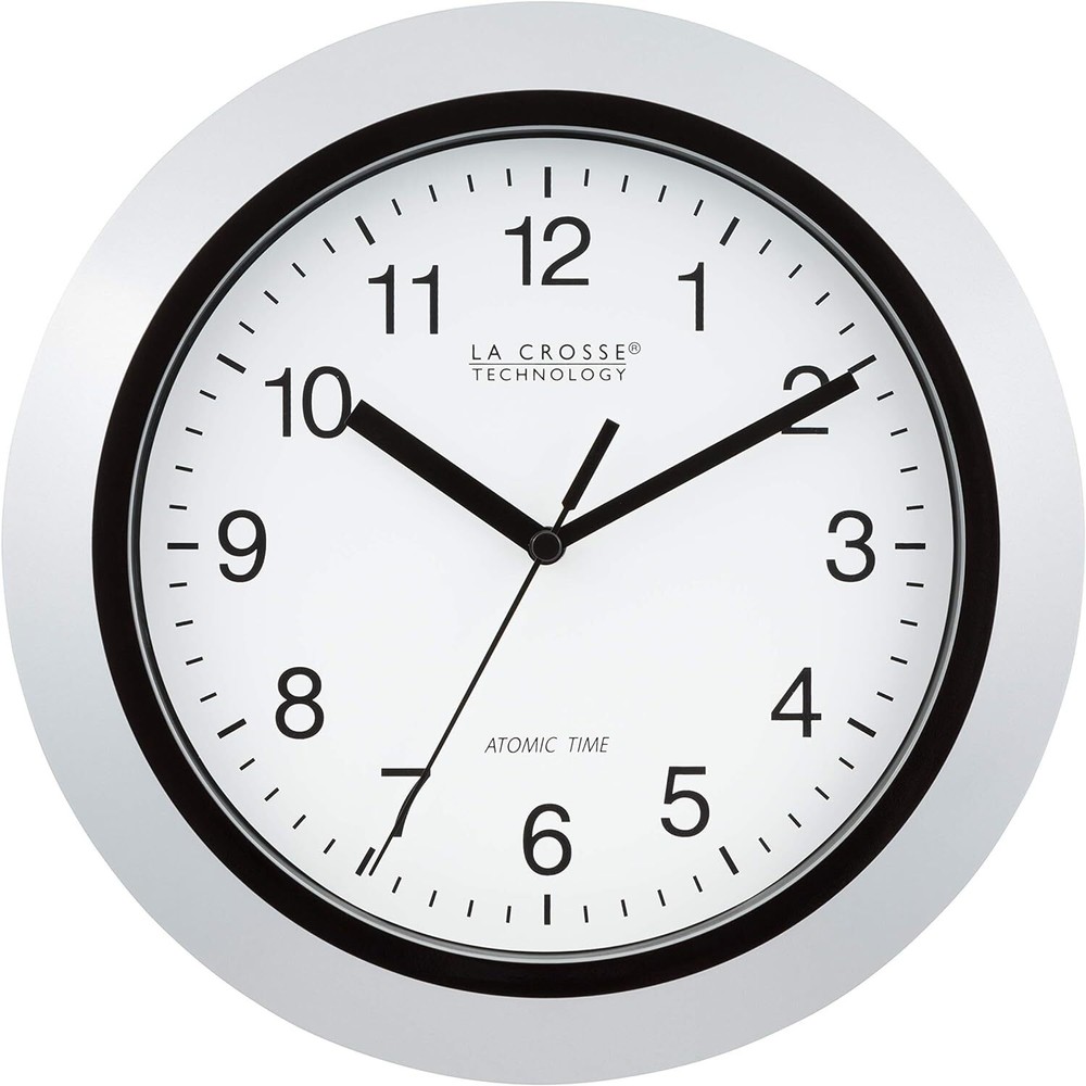 Reloj De Pared Analogico Atomico, 10", Plateado
