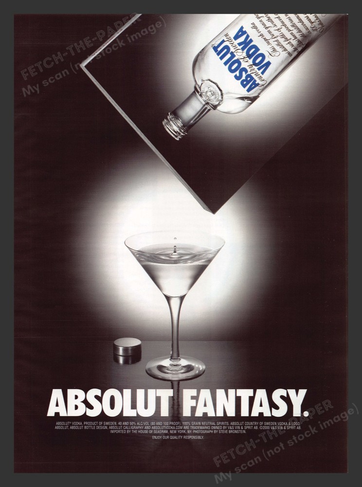 Absolut Fantasy Alcohol 2000 Print Advertisement Ad