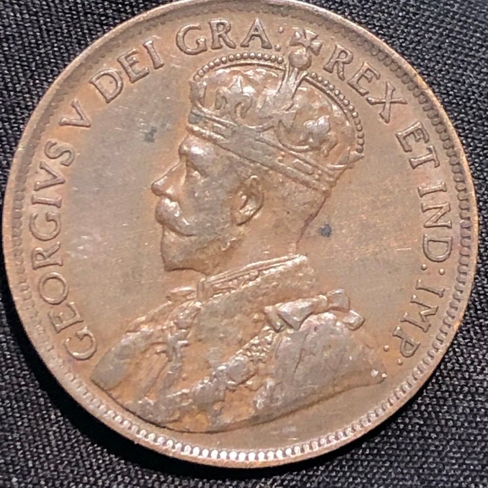 1920 Canada 1 Cent Bronze Coin - VF+ (Very Fine) condition