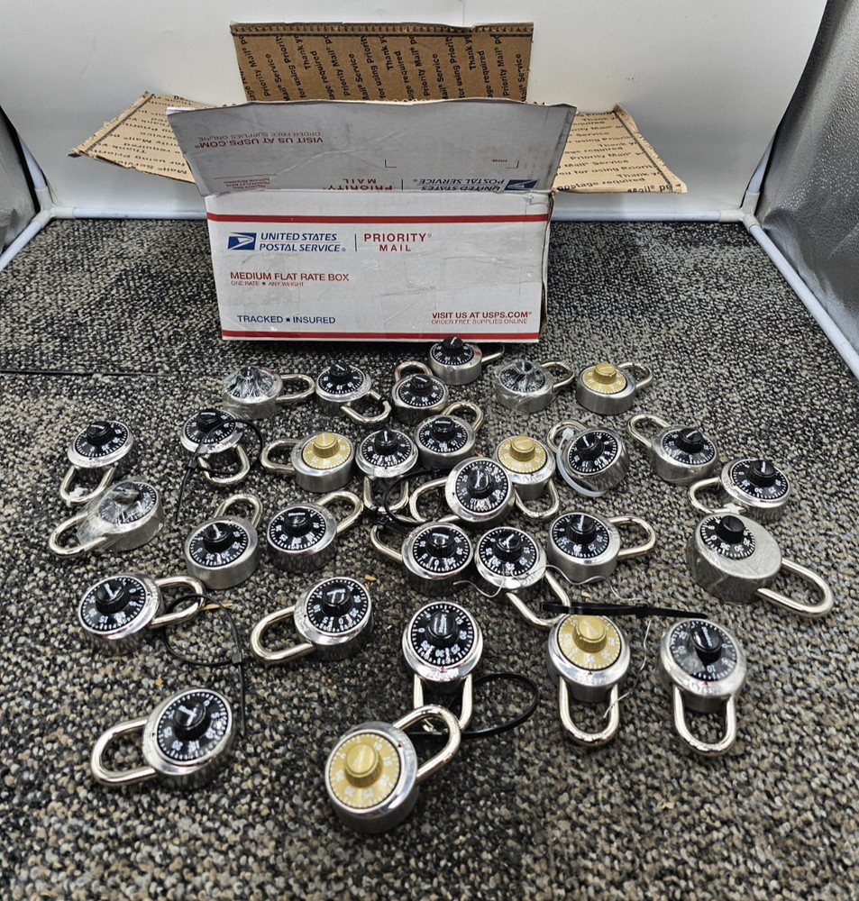 (QTY 30) Mixed Combination Locks, Misc Lot - Master Lock No Keys