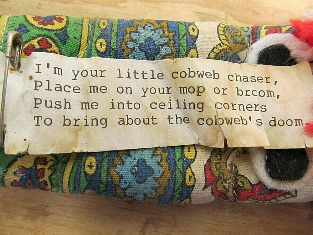 Cobweb Chaser - Crocheted Handmade Duster - Red & White (277)