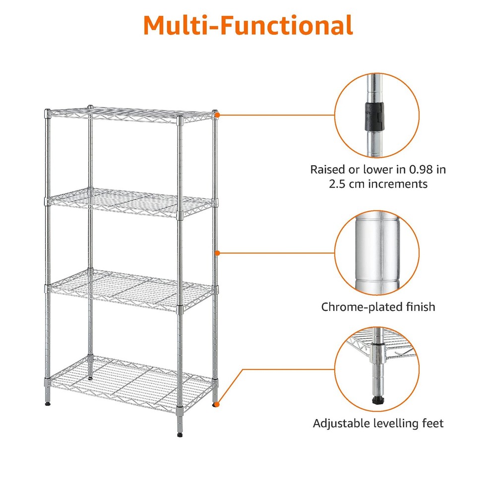 Amazon Basics 4-Shelf Adjustable Storage Shelving Unit for Garage, Steel Wire Ra