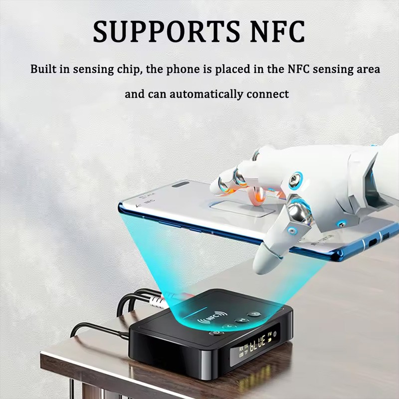 3in1 NFC Bluetooth Receiver Transmitter FM Adapter Wireless Audio Video Adapter