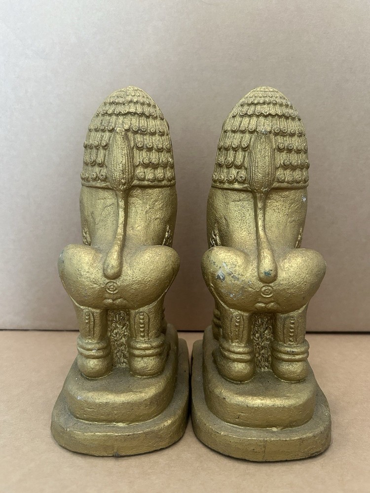 VINTAGE STONEWARE/CHALKWARE FOO DOG BOOKENDS.