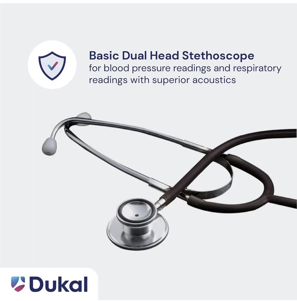 Dukal TEC 1211 Tech-Med Bowles Stethoscope, 22" Size, Black