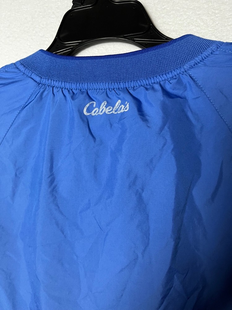 Cabelas Men Jacket MEDIUMBlue Pullover Windbreaker Outdoor Zip Pockets Mesh Line