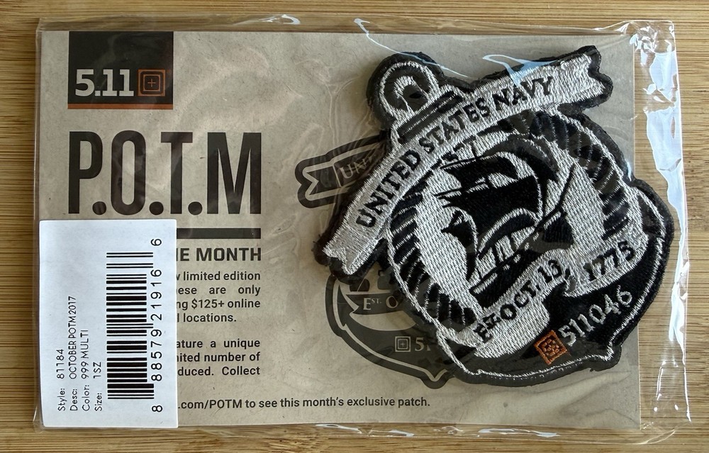 5.11 Tactical POTM October 2017 Navy Heritage RARE Limited Patch