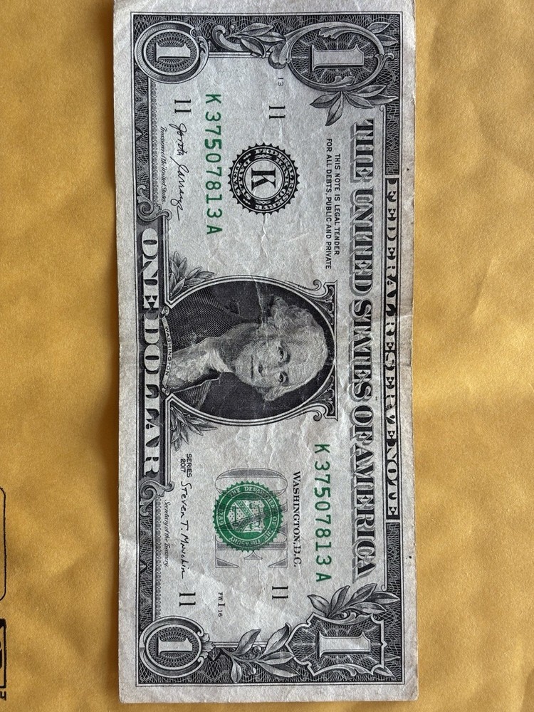 Error Dollar Bill 2017 Series Heavily Marked Numbers