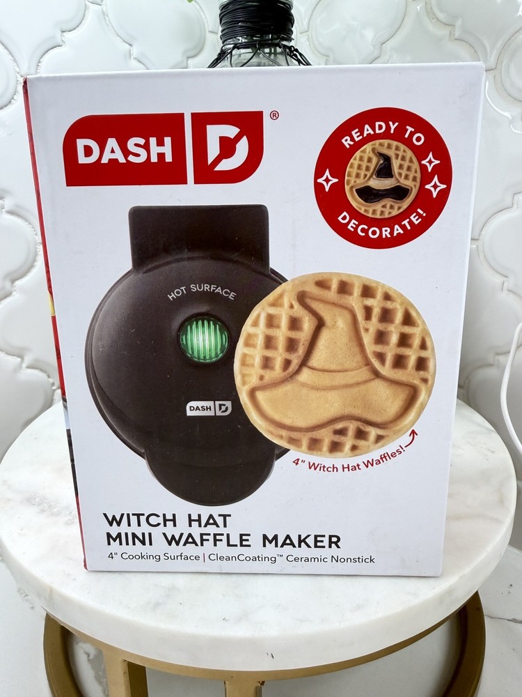 New Dash Witch Hat Mini Waffle Maker 4" Cooking Surface Ceramic Nonstick